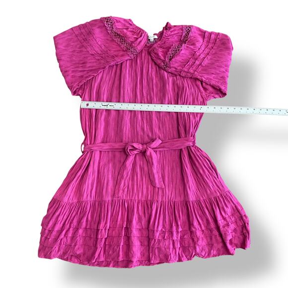 Anthropologie BTFL-life Fuchsia Ruffled Oversized Long Sleeve Mini Dress Size XL - Picture 3 of 9